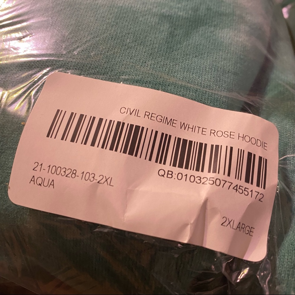 Civil Regime aqua marble white roses hoodie - Picture 8 of 9